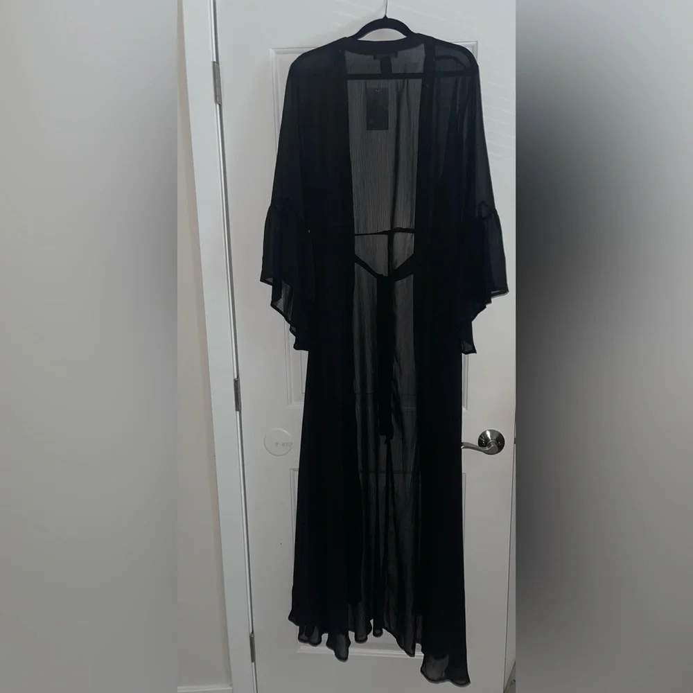 ❌SOLD❌NWT Tabria Majors Fashion To Figure Black Flowy Cover-Up - Picture 5 of 8